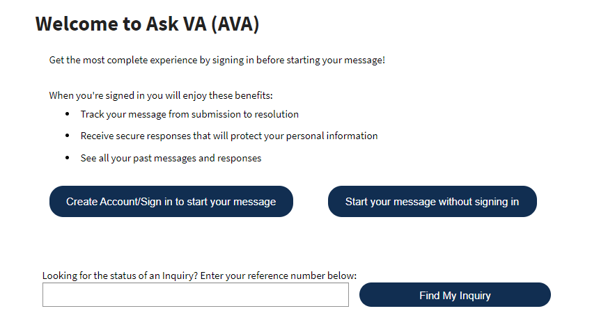 Ask VA website