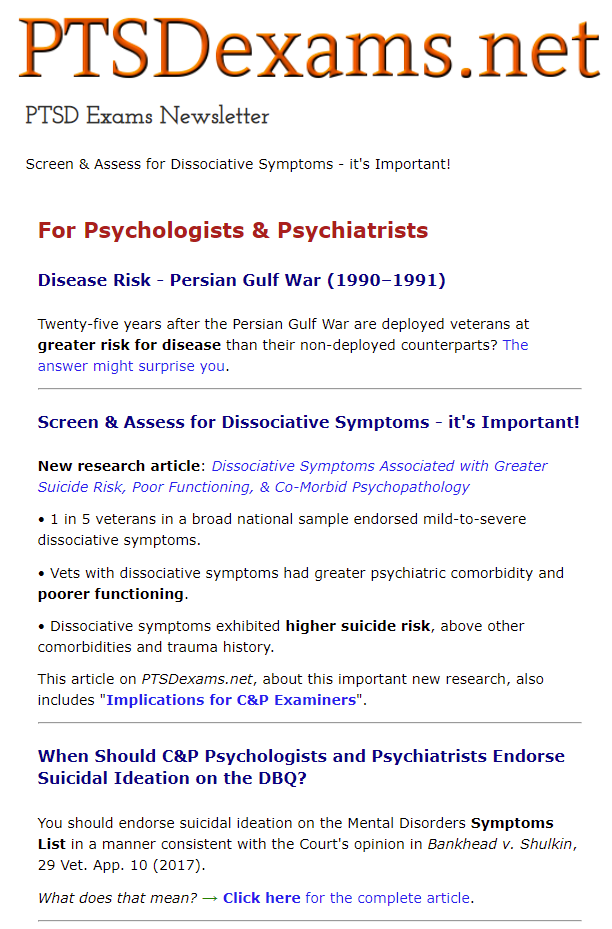 Image of 3 Mar 2021 issue of the PTSD Exams Newsletter
