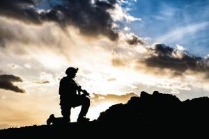 Soldier at sunset