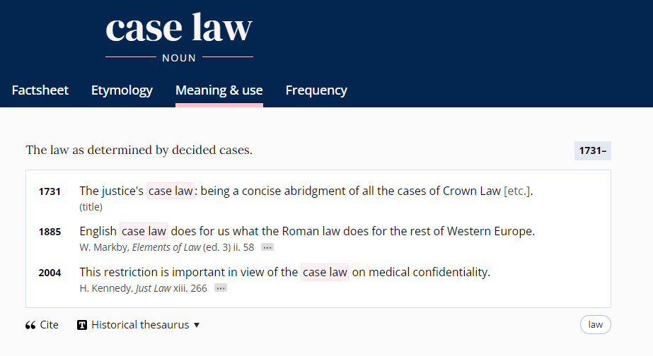 Case Law (Oxford English Dictionary)